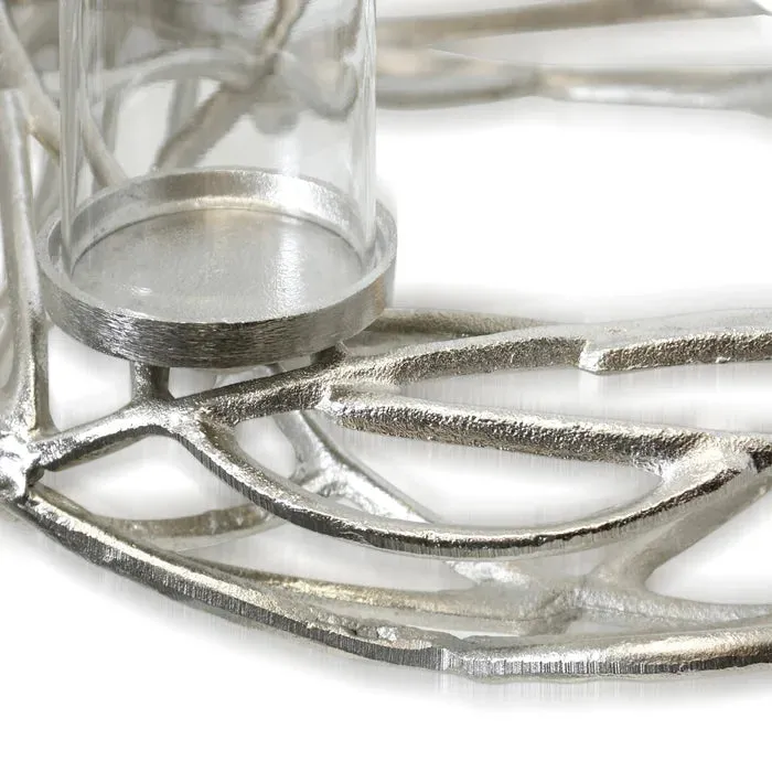 16" Nickel Plated Wreath Shape Candle Holder