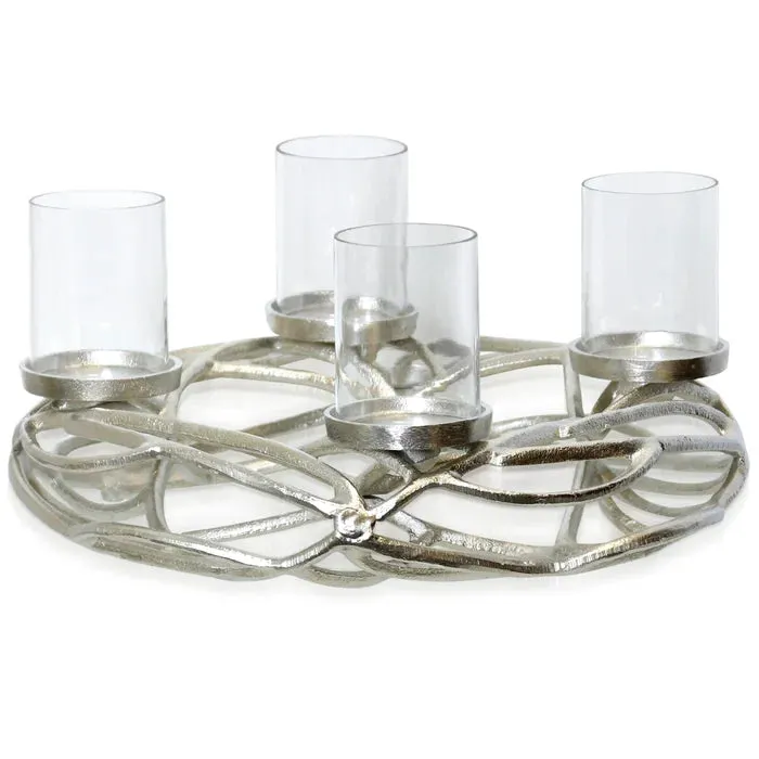 16" Nickel Plated Wreath Shape Candle Holder
