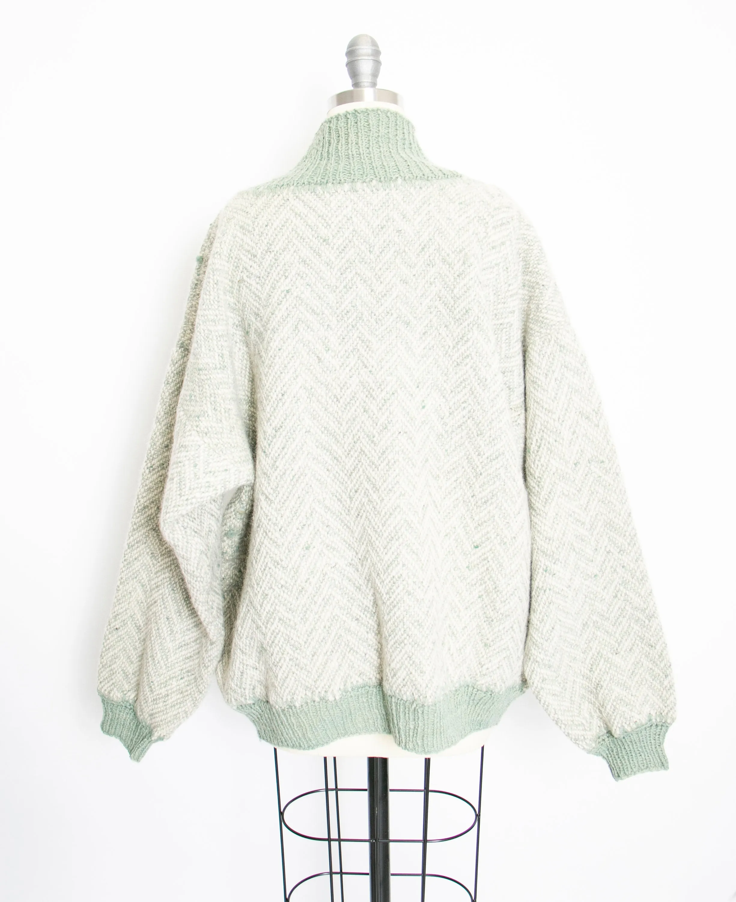 1970s Wool Sweater Sage Green Oversized Knit L
