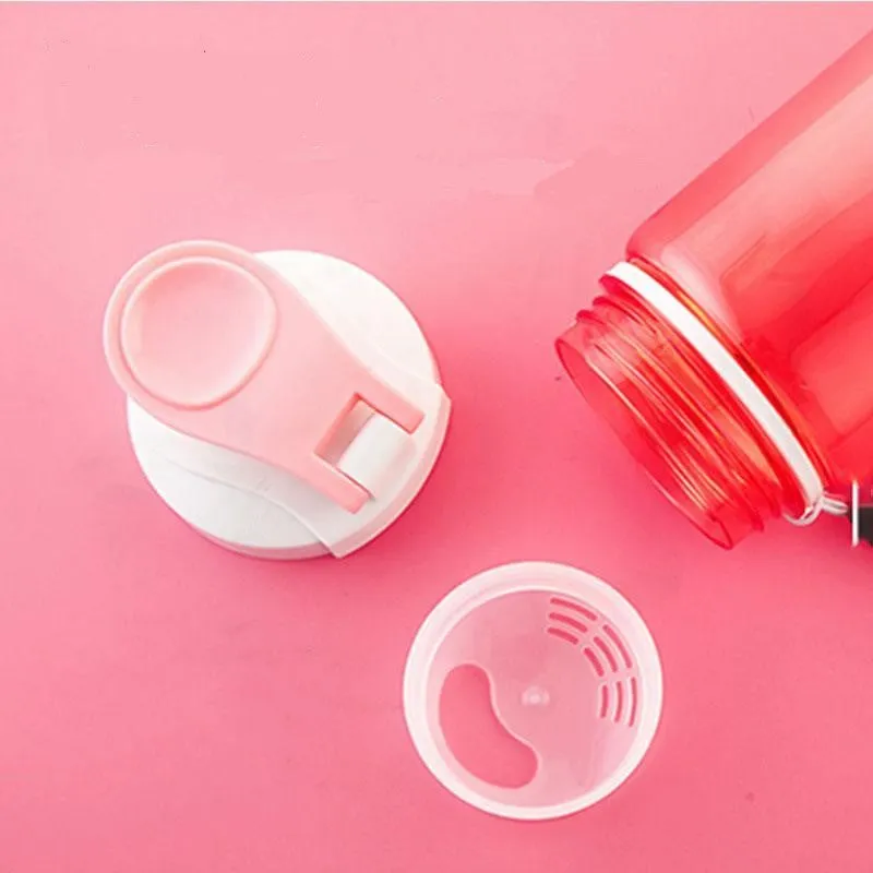 20 Oz Water Bottle Food Grade Plastic Attached Rope 2 Colors