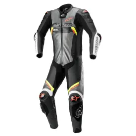Alpinestars Missile Ignition V2 1-Piece Leather Suit Metallic Gray/Black/Yellow/Red Fluo