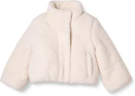 Amazon Essentials Girls and Toddlers' Cropped Full-Zip Puffer Jacket (Quilted Matte or Sherpa Fleece)
