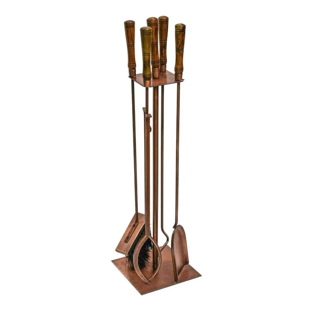 Antique Copper Fire Tools Set