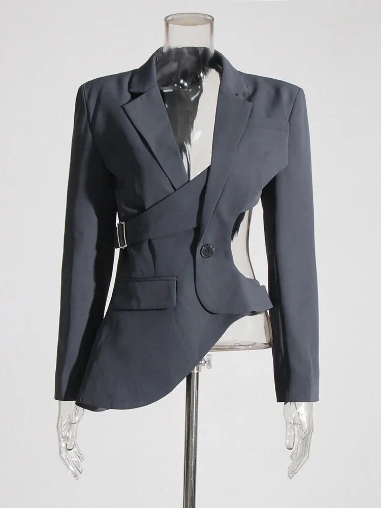 Asymmetrische Blazer - Grijs - 100% Polyester
