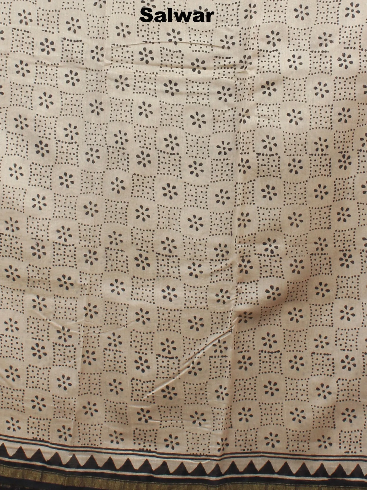 Beige Black Red Hand Block Printed Chanderi Kurta-Salwar Fabric With Chanderi Dupatta - S1628026