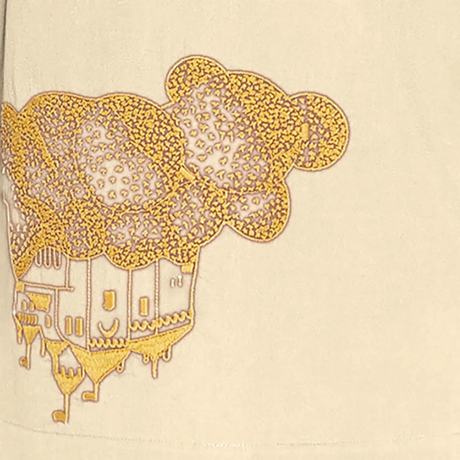 Beige kindertuniek met gouden kasteelborduursel