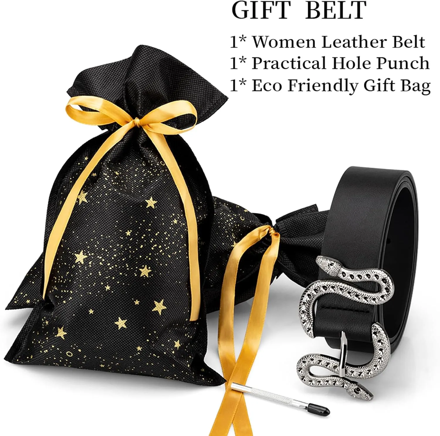 Belts for Women,Women Fashion Leather Belt for Dress with Snake Buckle