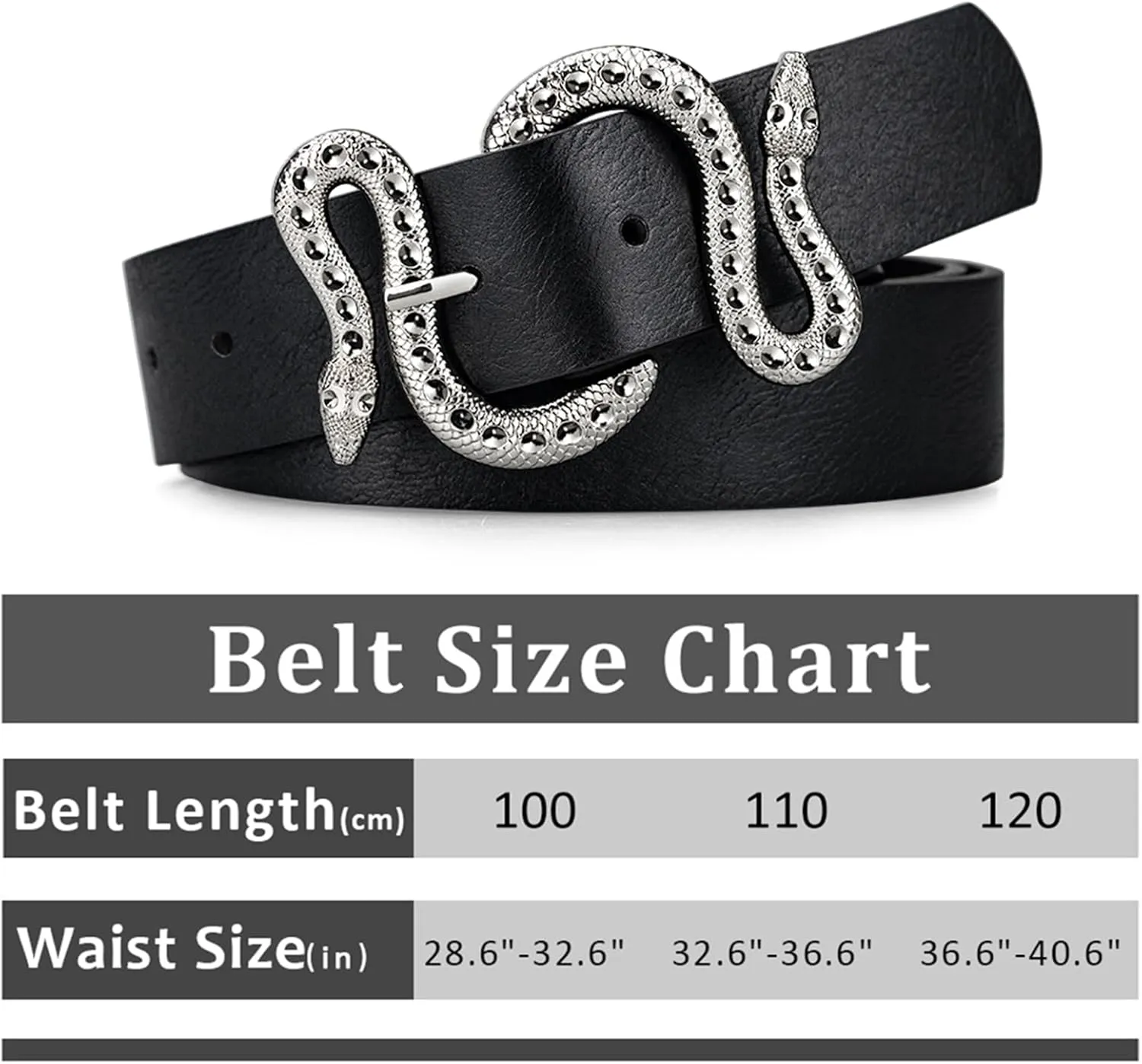 Belts for Women,Women Fashion Leather Belt for Dress with Snake Buckle