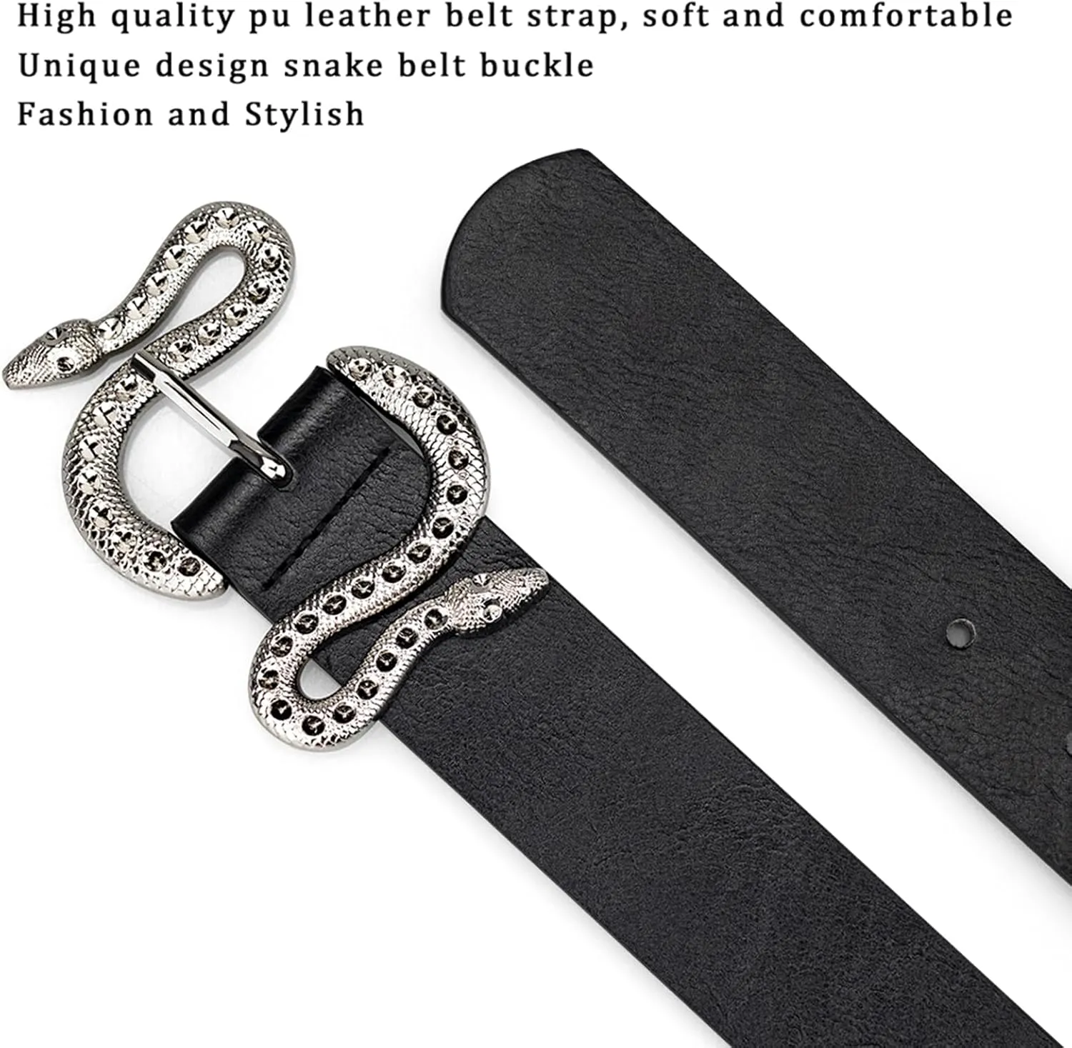 Belts for Women,Women Fashion Leather Belt for Dress with Snake Buckle
