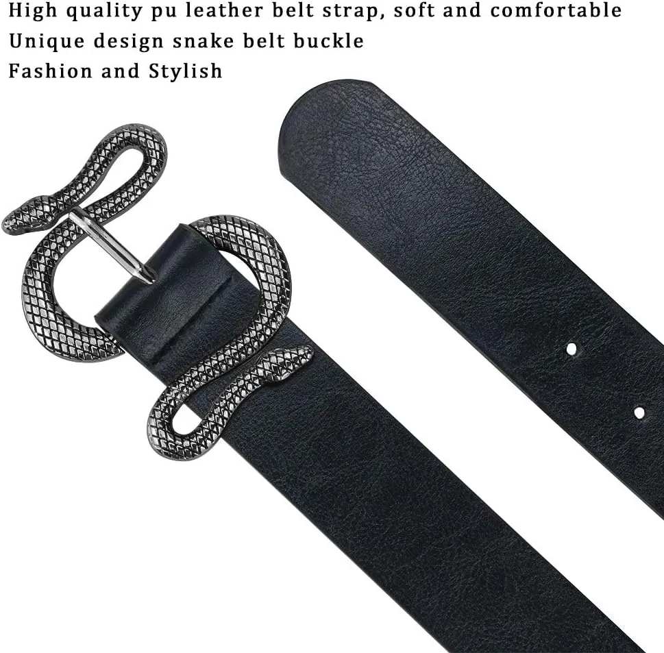 Belts for Women,Women Fashion Leather Belt for Dress with Snake Buckle