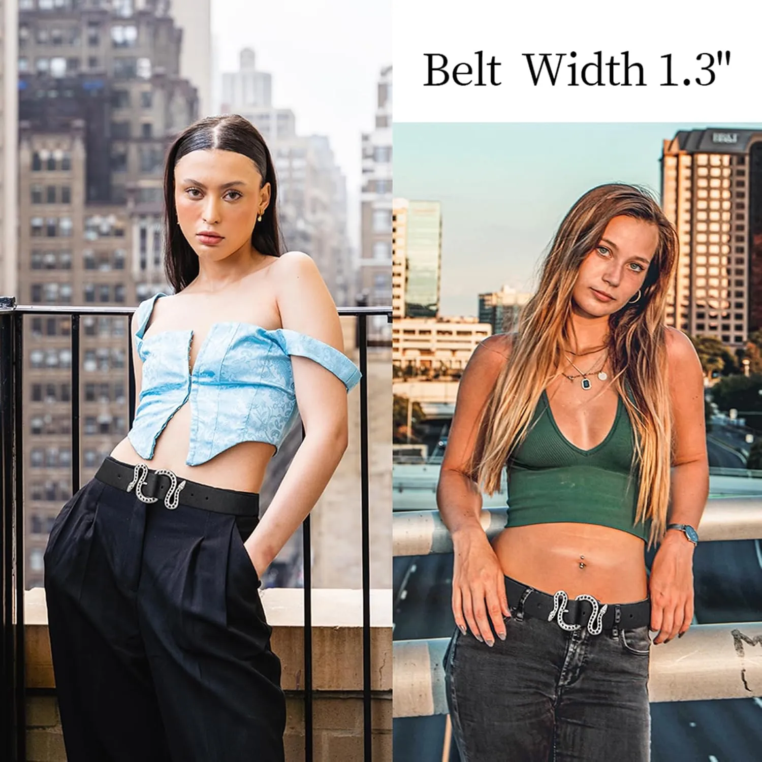 Belts for Women,Women Fashion Leather Belt for Dress with Snake Buckle