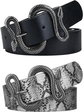Belts for Women,Women Fashion Leather Belt for Dress with Snake Buckle