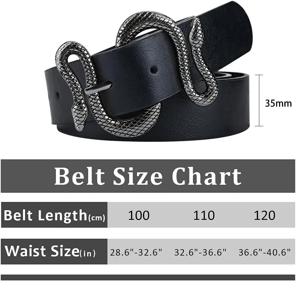 Belts for Women,Women Fashion Leather Belt for Dress with Snake Buckle