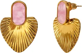 Black/White/Red/Green/Pink/Beige gold earrings for women-24K Gold Plated Heart Statement Earrings | Fashion Vintage Chunky Gold Drop Earrings | Trendy Prom Wedding Beach Dangle Earrings.