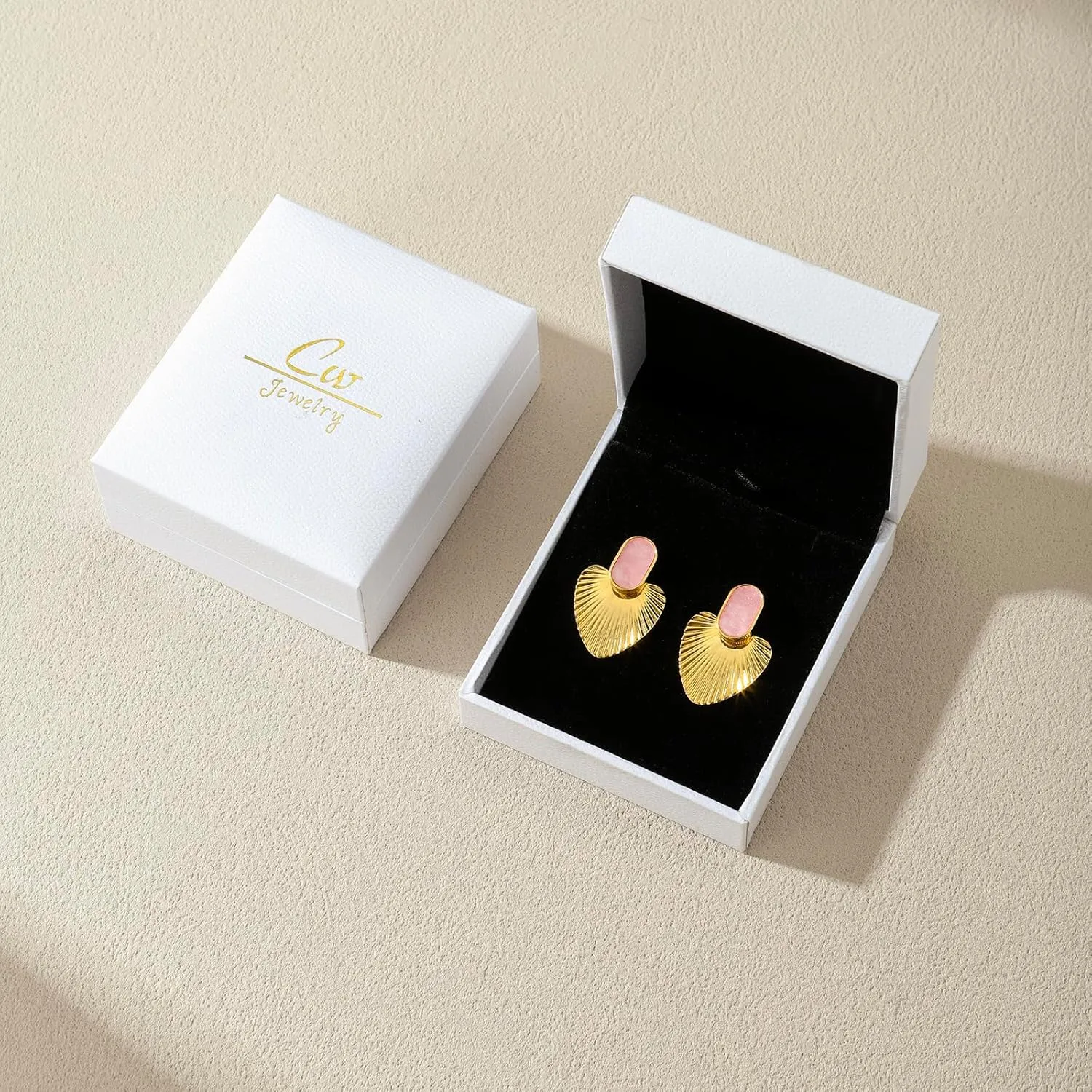 Black/White/Red/Green/Pink/Beige gold earrings for women-24K Gold Plated Heart Statement Earrings | Fashion Vintage Chunky Gold Drop Earrings | Trendy Prom Wedding Beach Dangle Earrings.