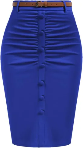 Bollrllr Women's Retro Pencil Skirt Hip Lifting High Waist Tight Skirt Business Office Work Skirt