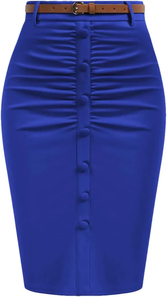 Bollrllr Women's Retro Pencil Skirt Hip Lifting High Waist Tight Skirt Business Office Work Skirt