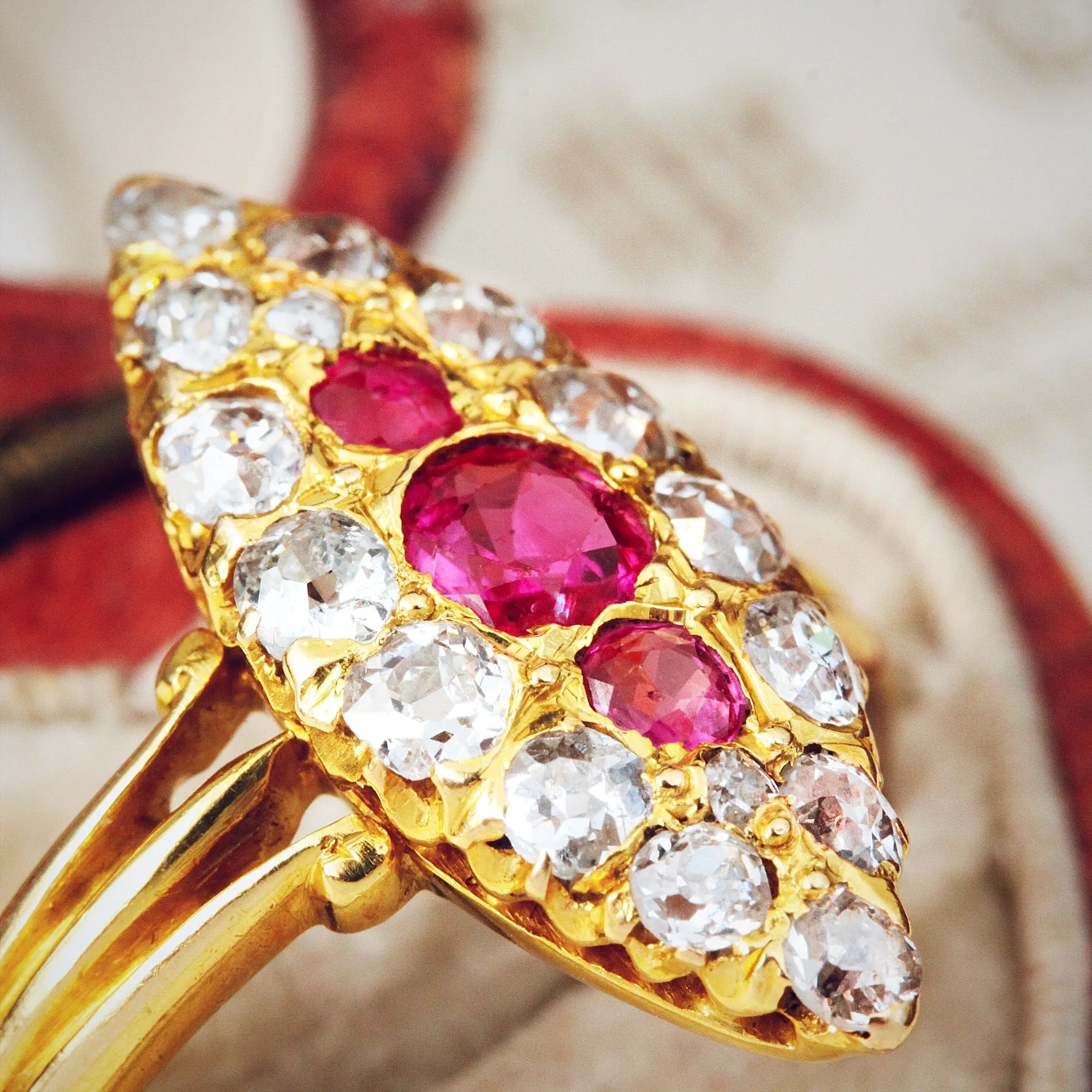 Date 1898 Ruby & Diamond Marquise Ring