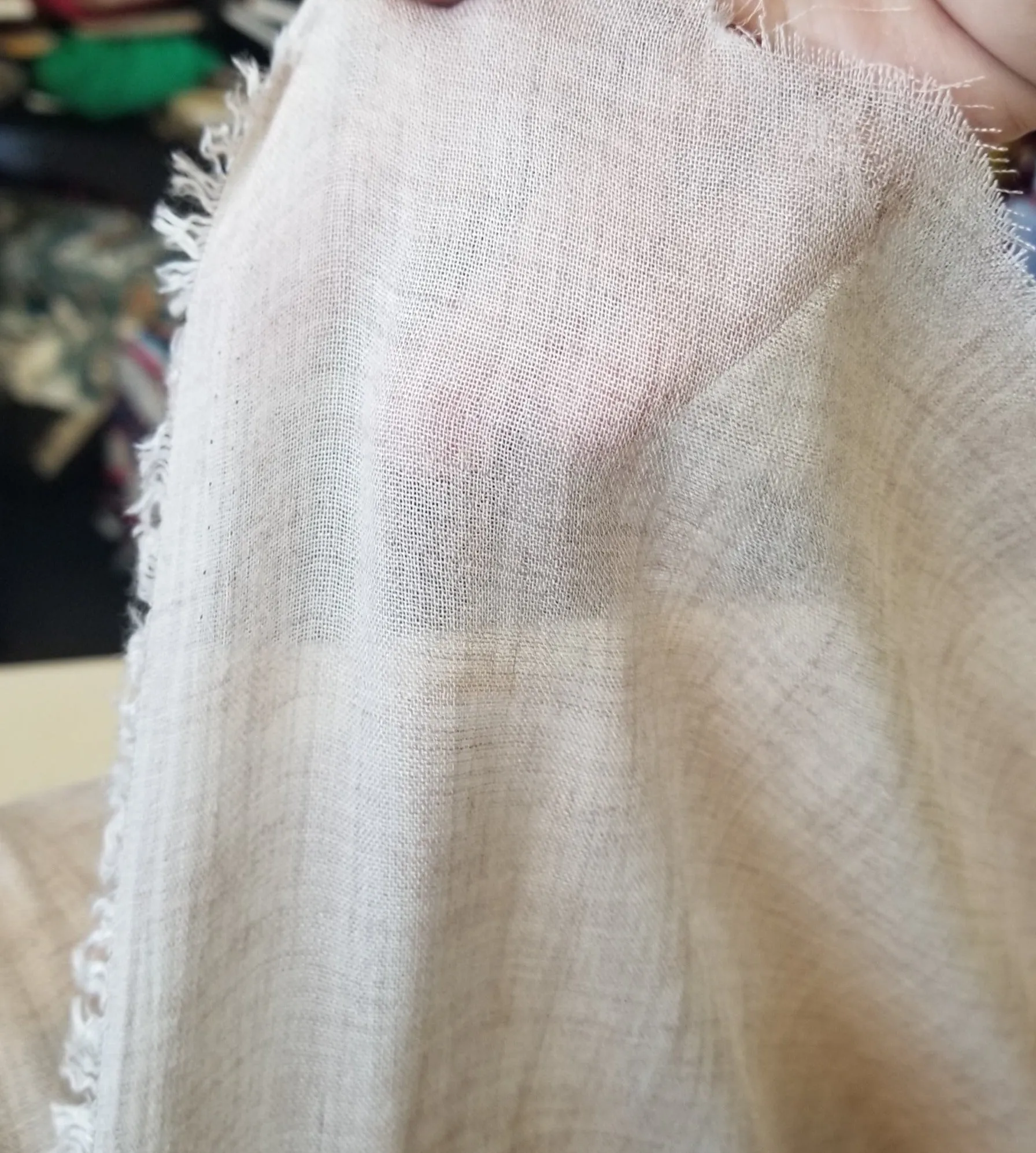 Designer Deadstock Wool Rayon Voile Two Tone Sand Solid Woven- by the yard