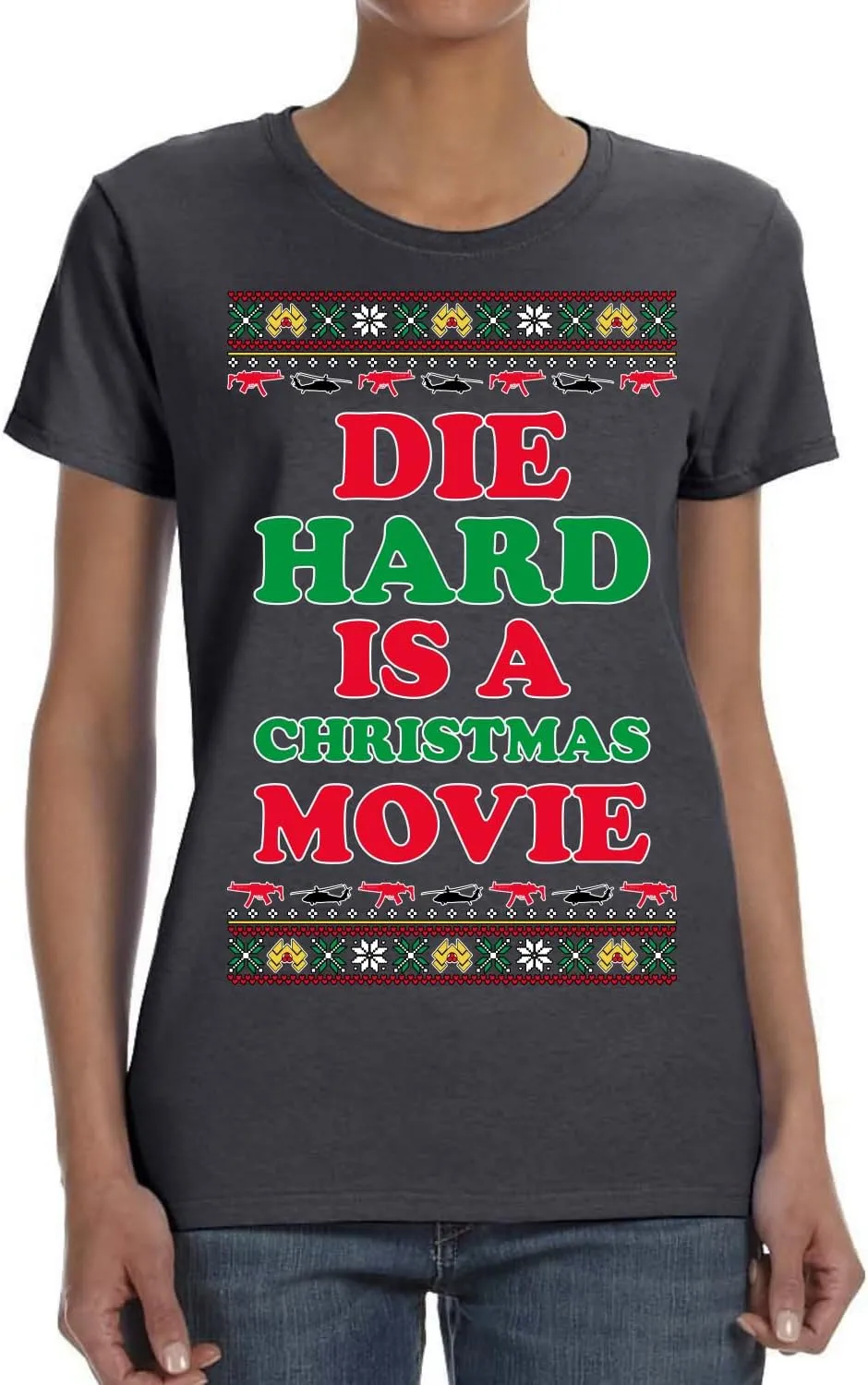 Die Hard is a Christmas Movie Classic McClane Nakatomi Ugly Christmas Womens Graphic T-Shirt