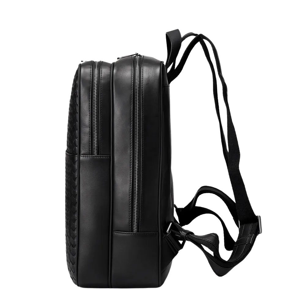 Elegant Business 14-Inches Handcrafted Woven Cowhide Leather Laptop Backpack For Women or Men