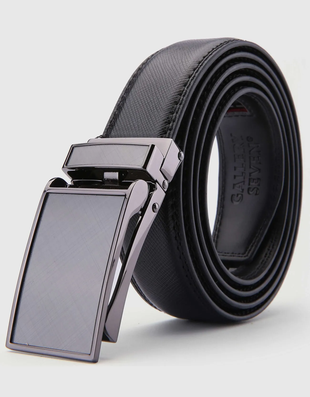Gallery Seven Mens Leather Ratchet Belt - Adjustable Click Closure - Casual Dress Accessory