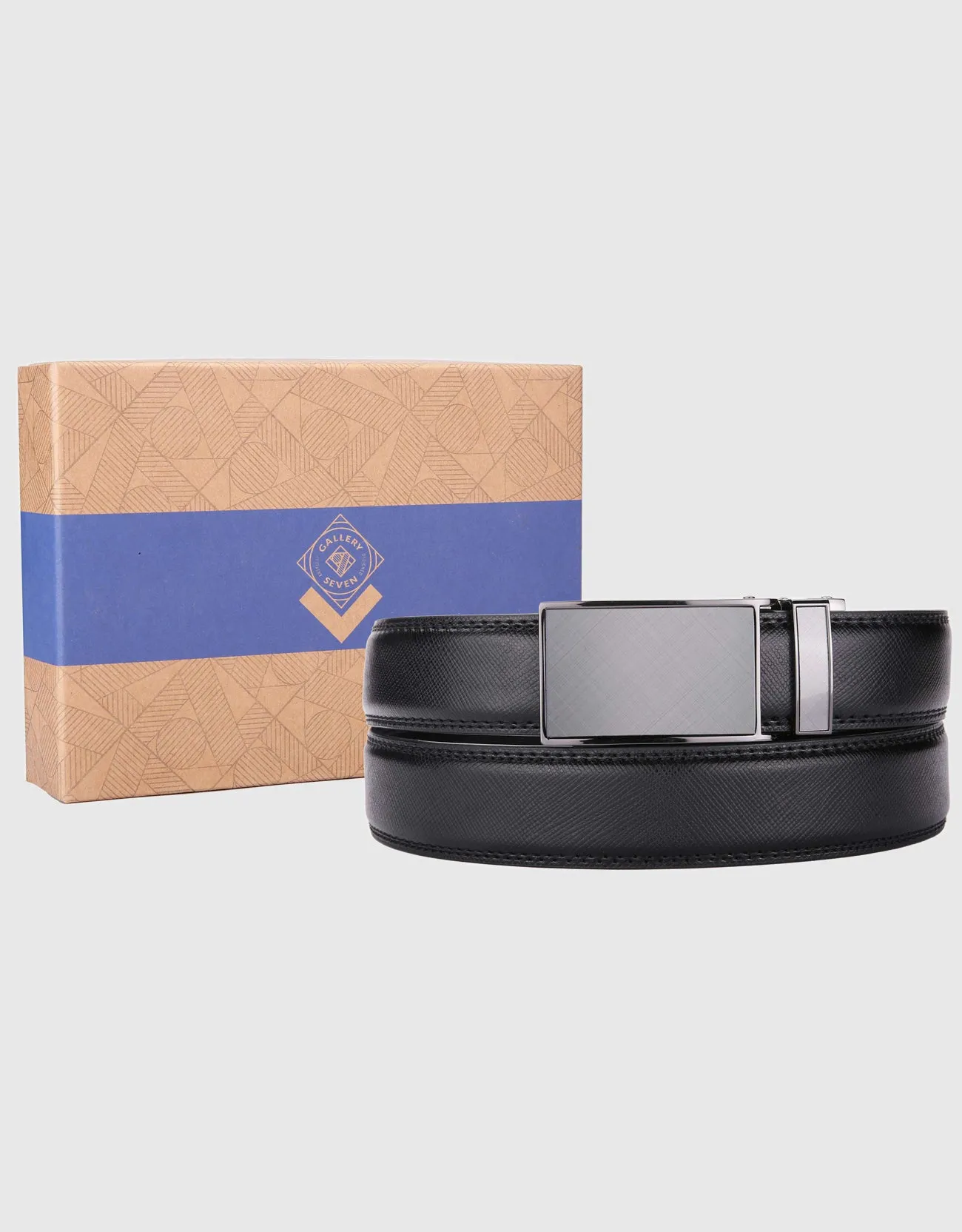 Gallery Seven Mens Leather Ratchet Belt - Adjustable Click Closure - Casual Dress Accessory