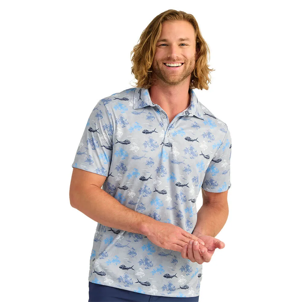 Huk Performance KC Pursuit Printed Polo Shirt - Marolina Blue