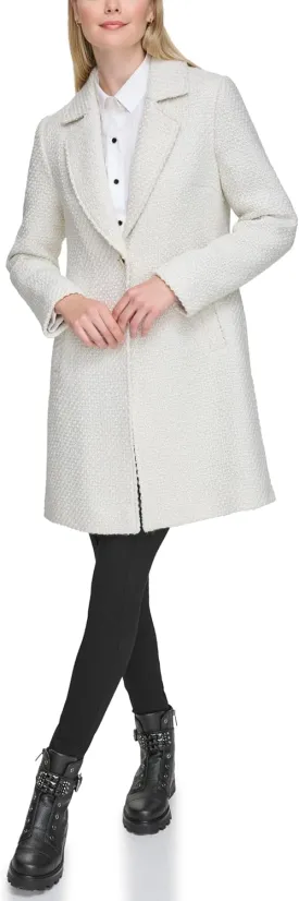 KARL LAGERFELD Women's Solid Texture Wool Classic One Button Blazer