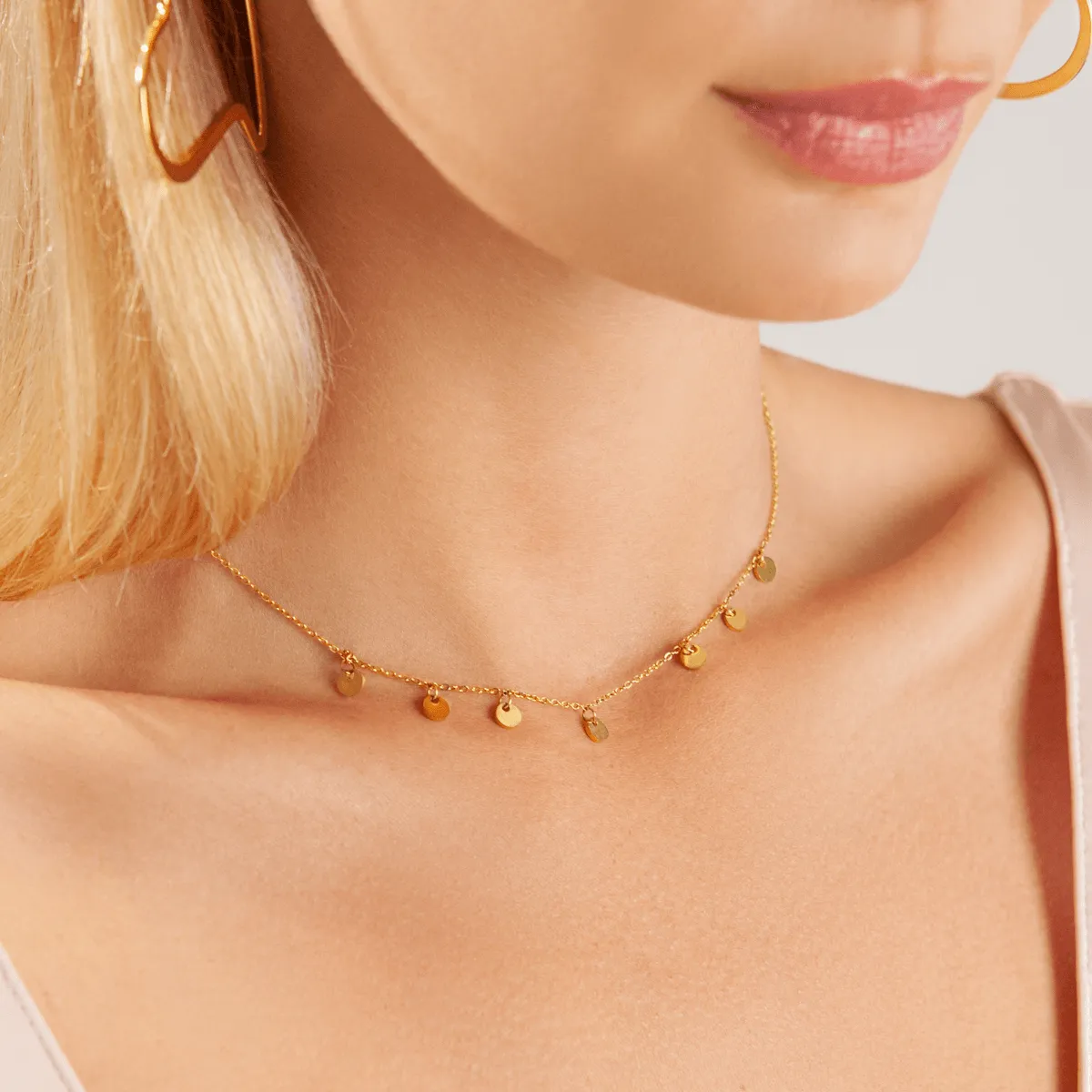 Keira Discs Short Necklace In Gold-Tone