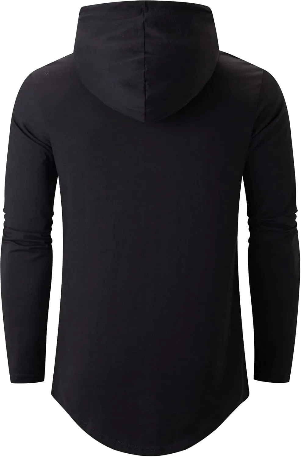 KLIEGOU Mens 100 Cotton Hipster Hip Hop Longline Hoodie T-Shirt Pre - Shrunk S-XXXL