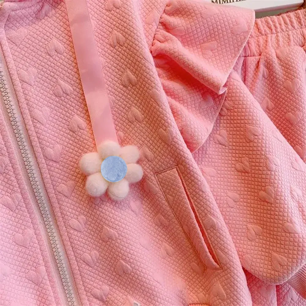 Little Surprise Box, Pink Mini Heart 2 pc Track Suit Set For Toddlers And Kids