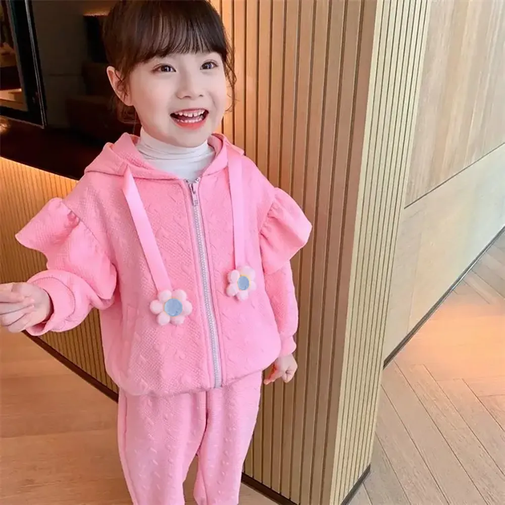 Little Surprise Box, Pink Mini Heart 2 pc Track Suit Set For Toddlers And Kids