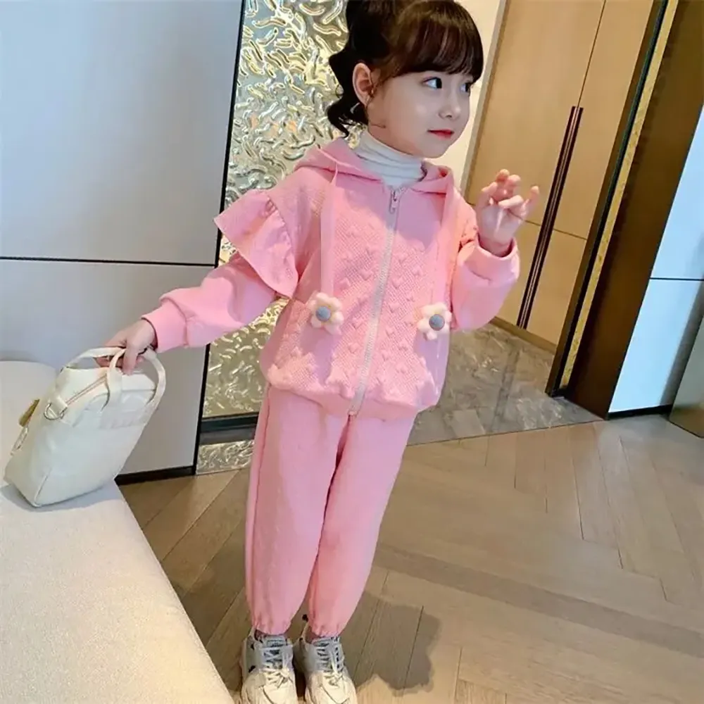 Little Surprise Box, Pink Mini Heart 2 pc Track Suit Set For Toddlers And Kids