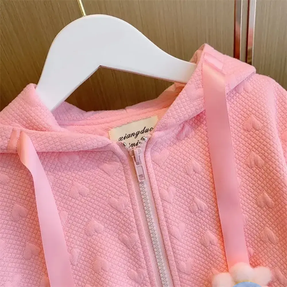 Little Surprise Box, Pink Mini Heart 2 pc Track Suit Set For Toddlers And Kids