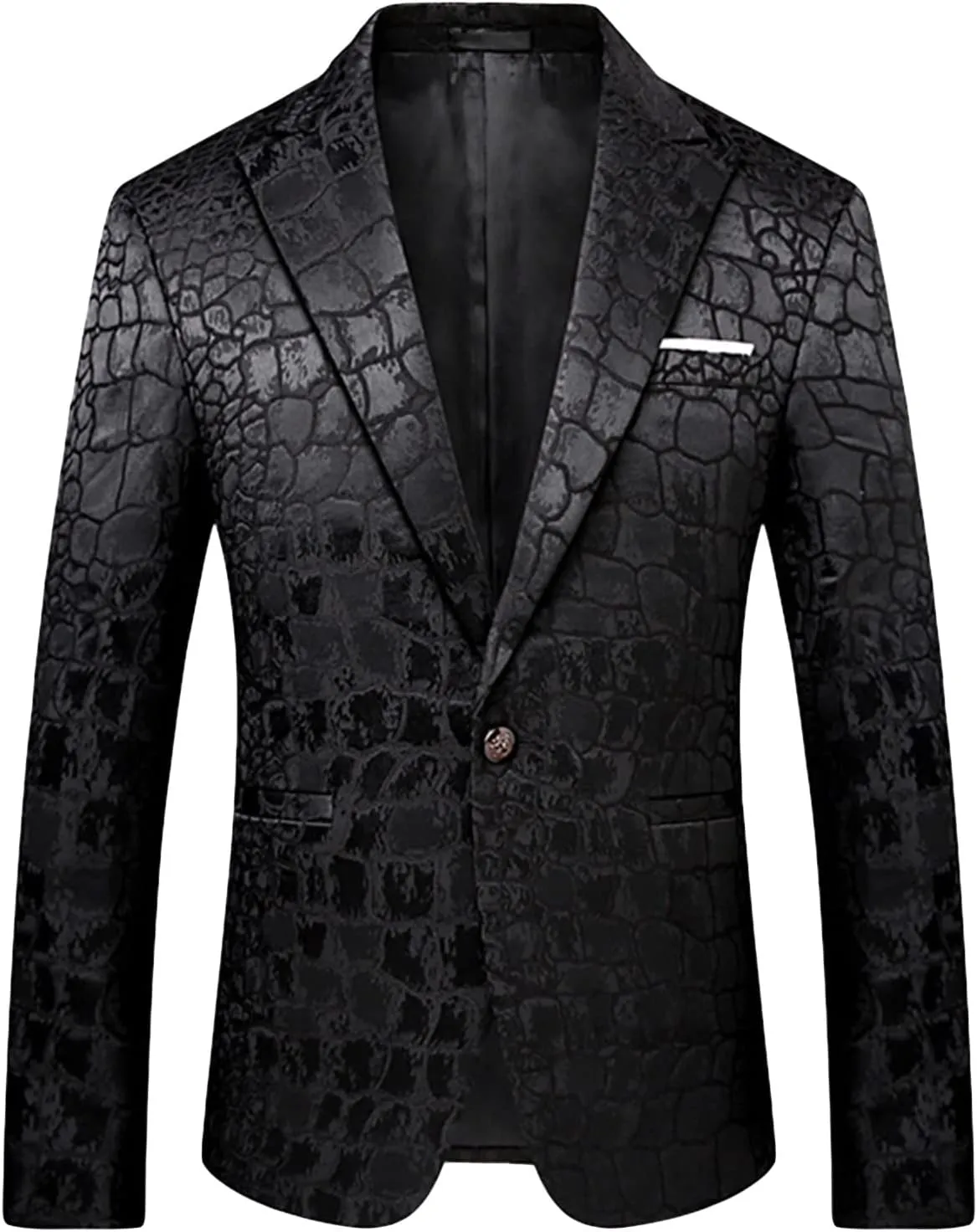 Maiyifu-GJ Men's Luxury Embroidered Tuxedo Jacket One Button Stylish Jacquard Wedding Blazer Dinner Prom Party Sports Coats