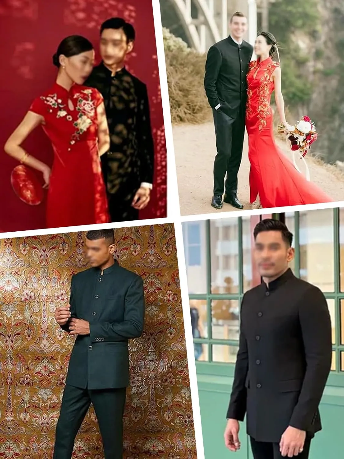 Men's Chinese Tunic Suits Stand Collar Jacket Slim Fit 2 Piece Suits Traditional Uniform Blazer Pant Set