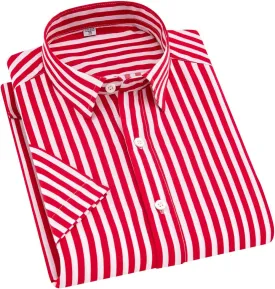 Men's Classic Casual Vertical Striped Slim Fit Long Sleeve Dress Shirts