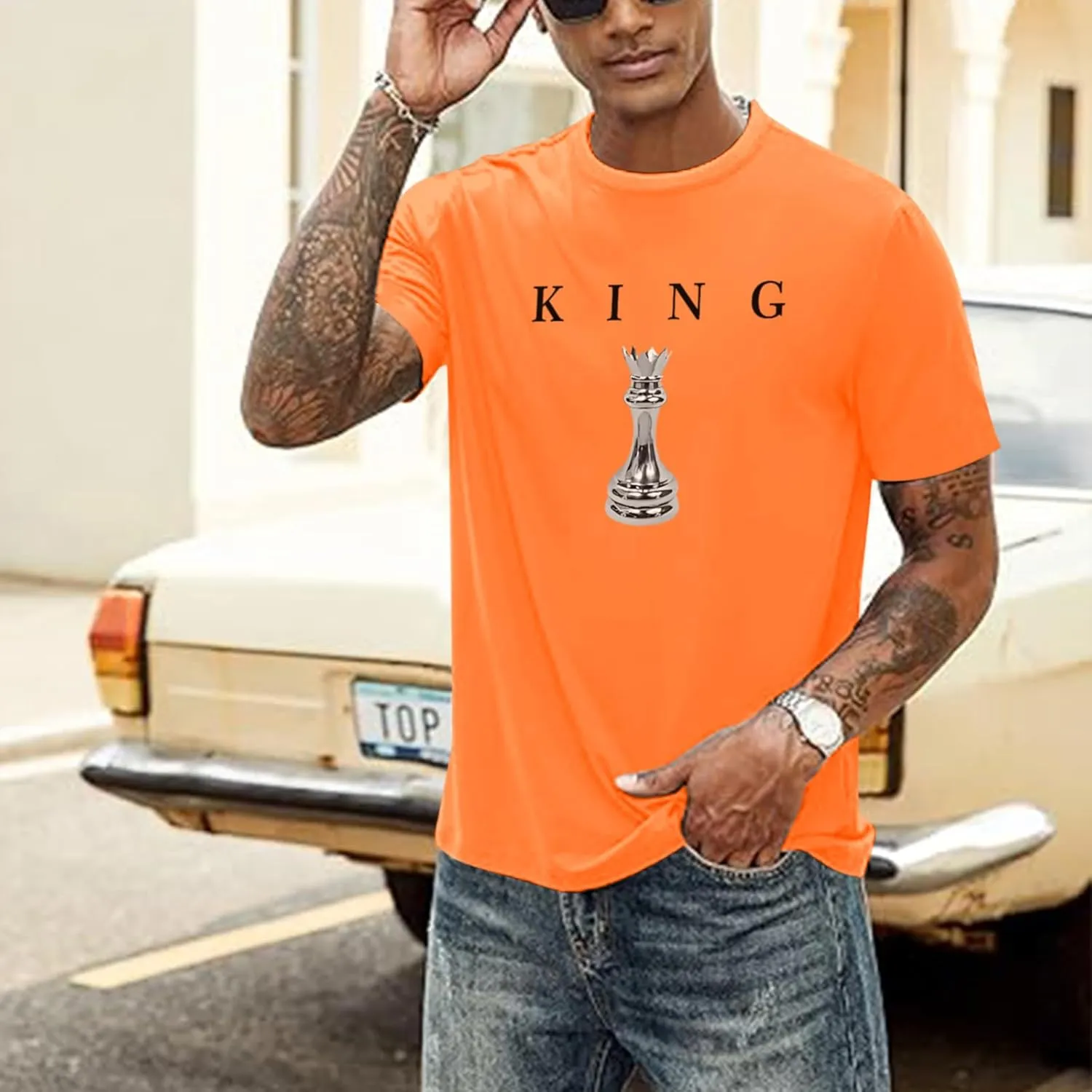 Men's King Chess Shirt Graphic Tees Designer Printed T Shirts for Men Urban Letter T-Shirt Streetwear