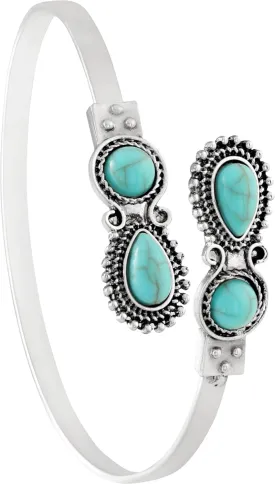 MINACHI Created Turquoise Bangle For Women - Pear Shape Silver-Overlay Cuff Bangle Jewelry