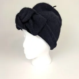 New York & Company Black Wool Basket Hat