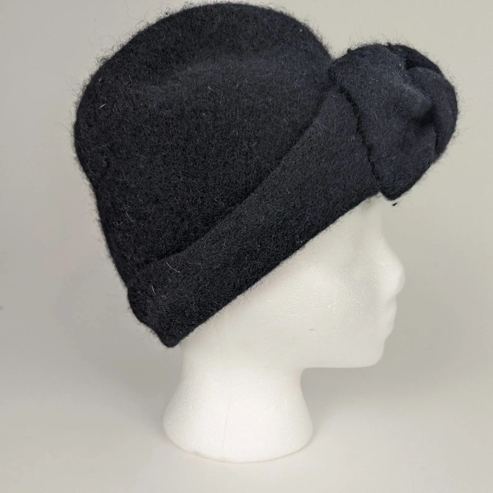 New York & Company Black Wool Basket Hat
