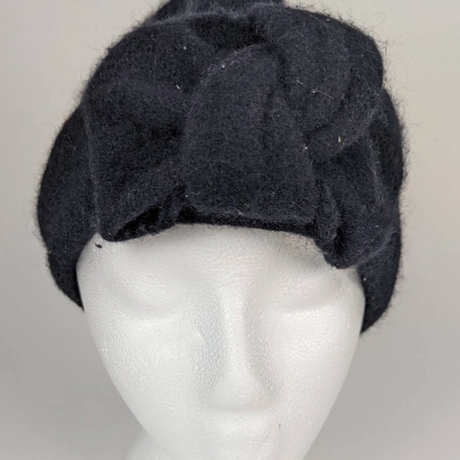 New York & Company Black Wool Basket Hat