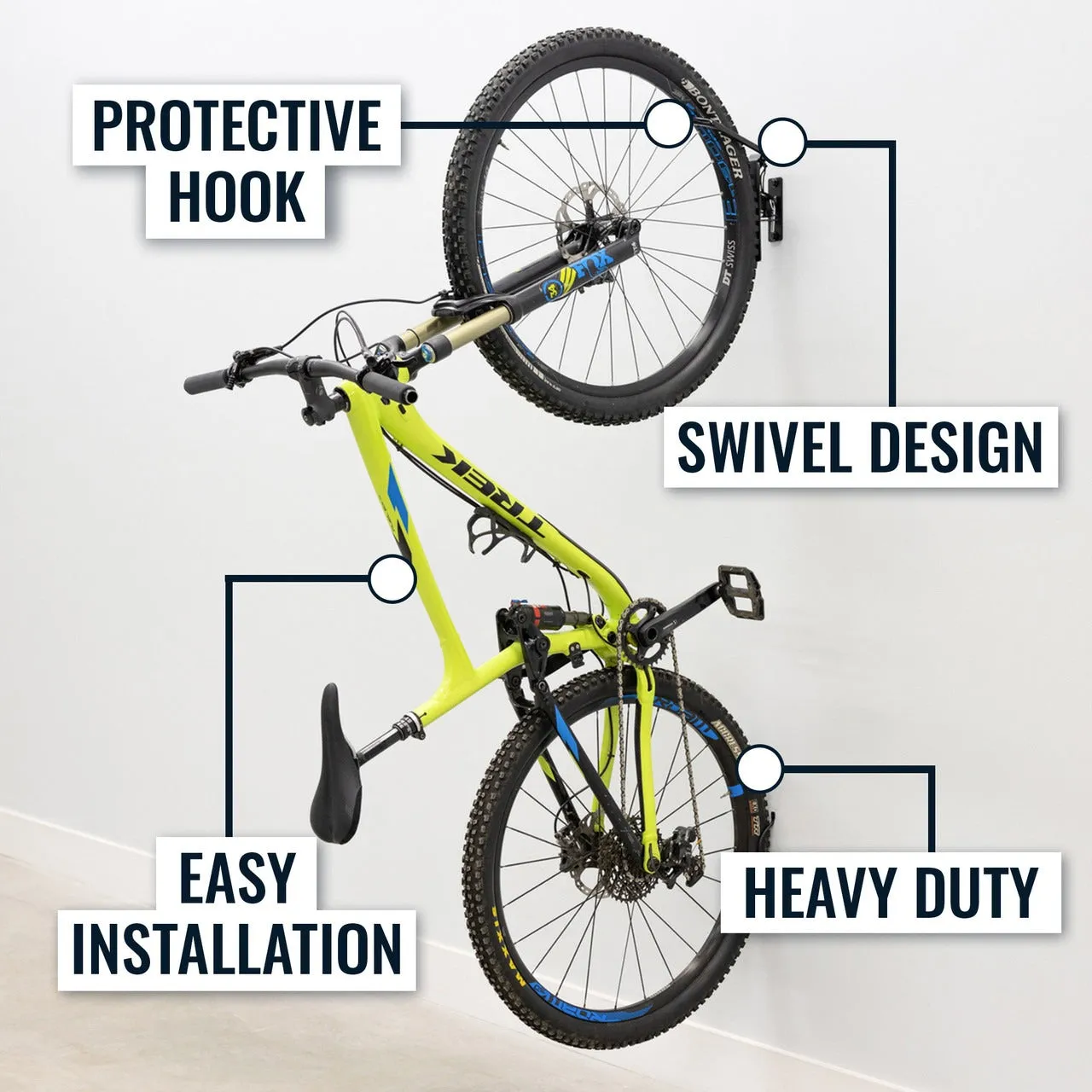 OUTLET | Swivel Mount Bike Storage Rack | Garage Wall Hook | Mud