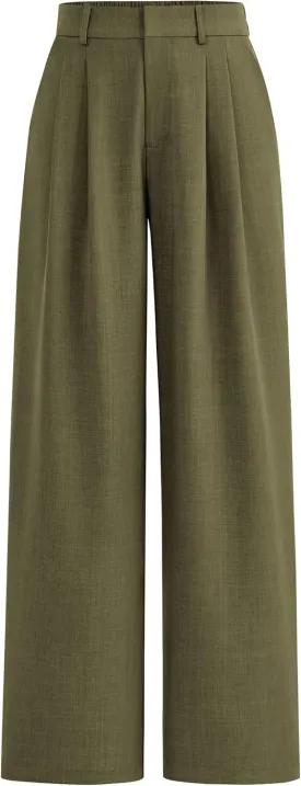 PRETTYGARDEN Women's Summer Elastic High Waisted Work Pants Straight Leg Dressy Business Casual Trousers Slacks Pockets