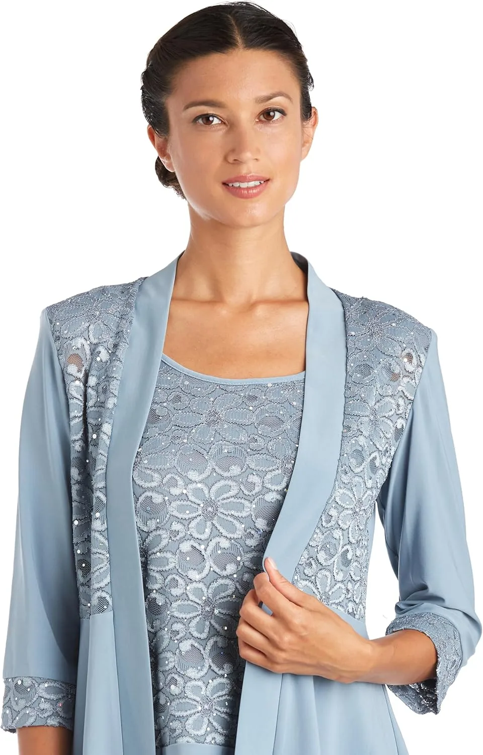 R&M Richards Women's 2 Piece Floral Lace Pantsuit