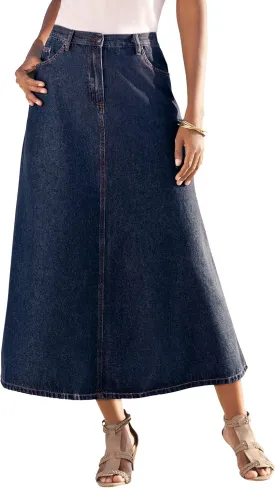 Roaman's Women's Plus Size Complete Cotton A-Line Skirt
