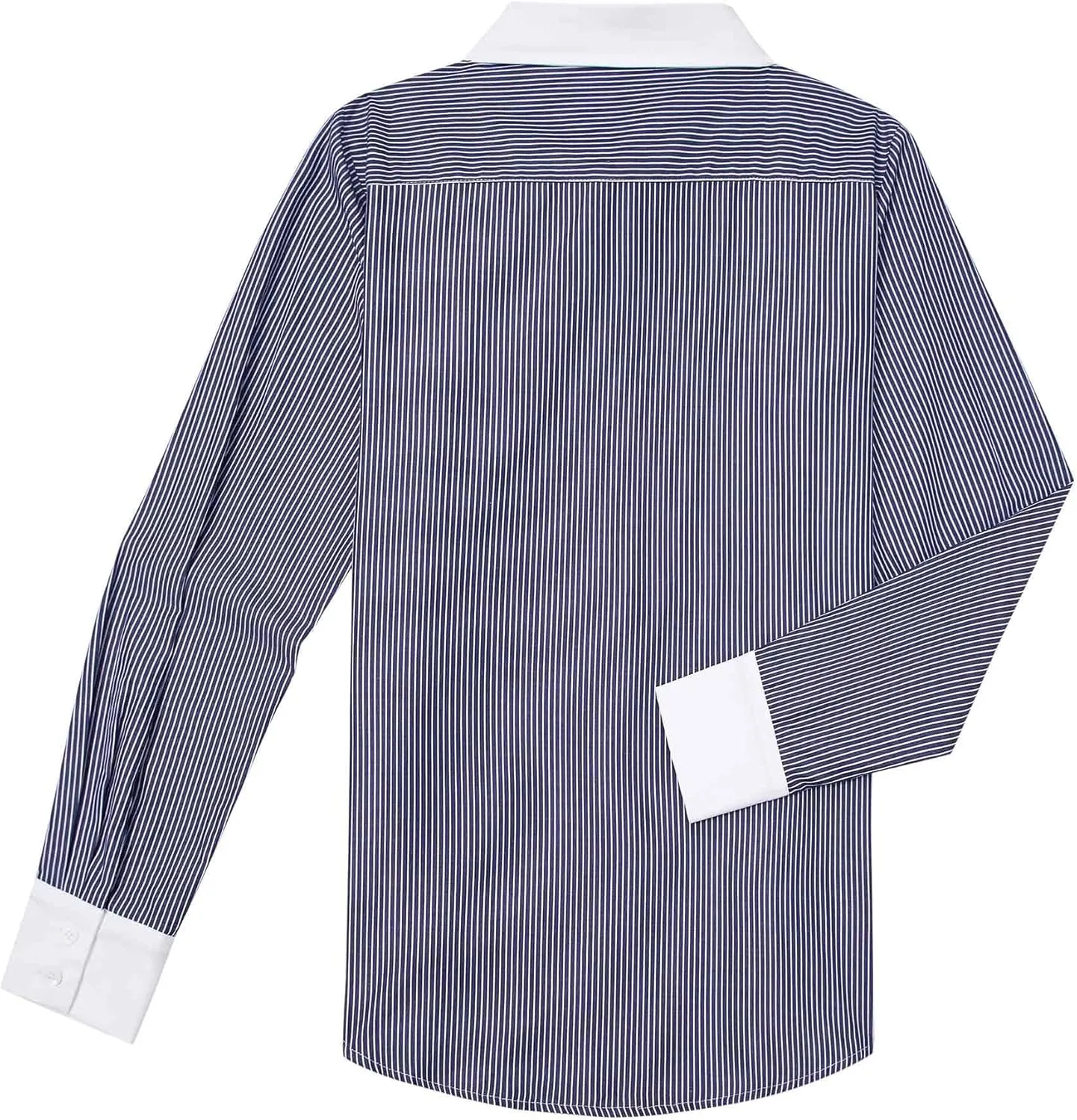 siliteelon Womens Cotton Button Down Shirts Striped Dress Shirts Pinstripes Long Sleeve Collared Blouses Colorblock Tops