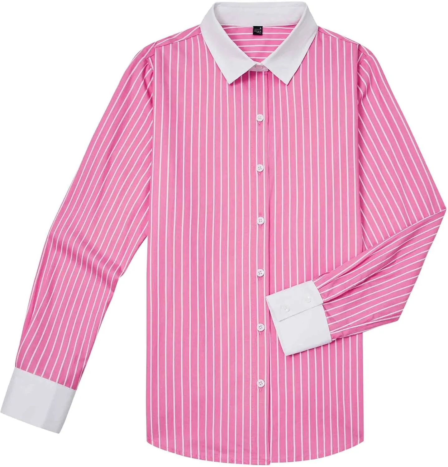 siliteelon Womens Cotton Button Down Shirts Striped Dress Shirts Pinstripes Long Sleeve Collared Blouses Colorblock Tops