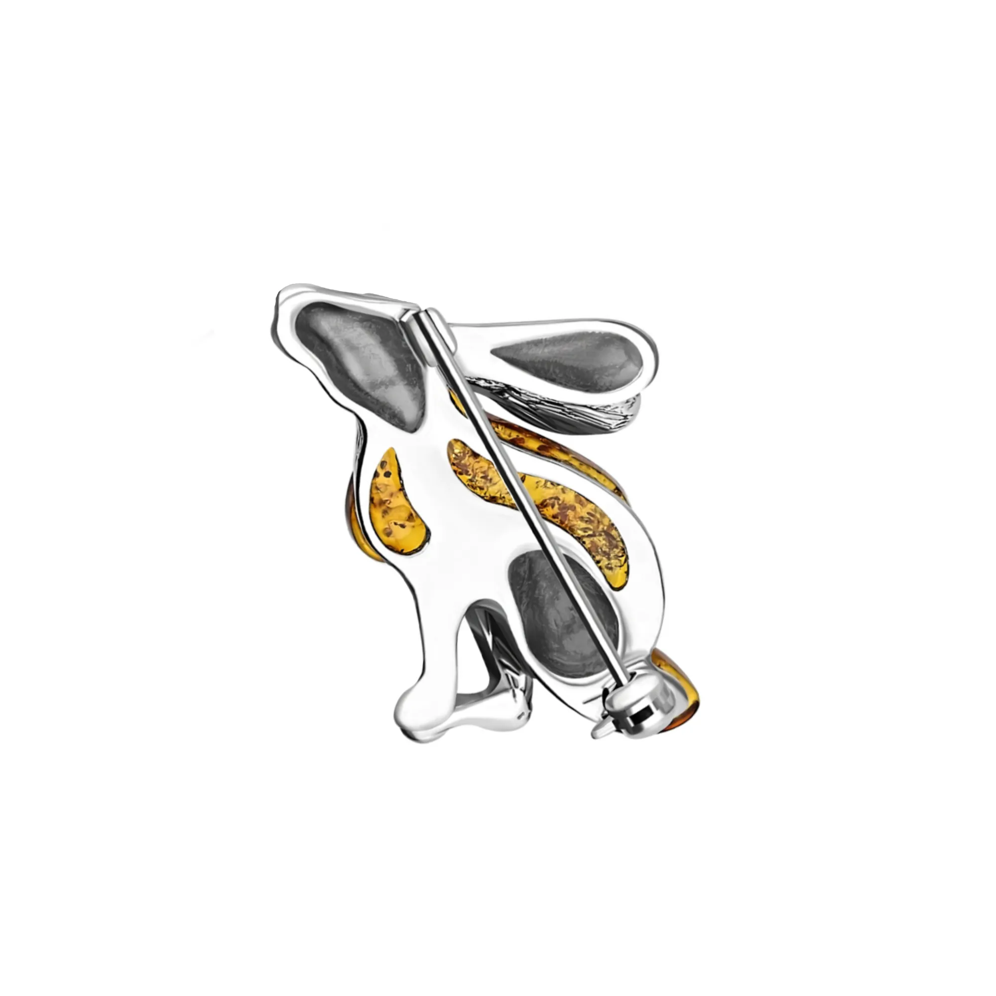 Sterling Silver Amber Hare Brooch